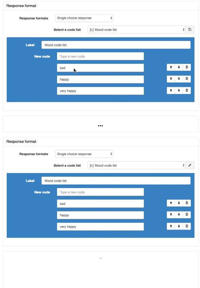 Code list editors should be kept in sync